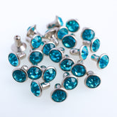 100 Sets Aquamarine Glass Rhinestone Rivets for Leather Craft DIY Making WholesaleRhinestone